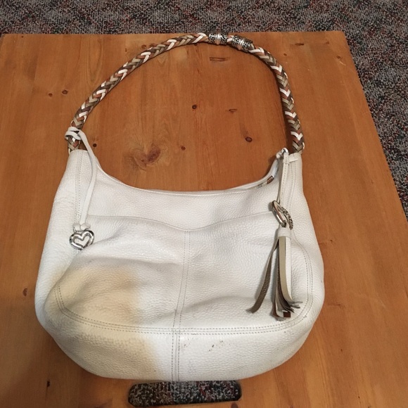 Brighton Barbados Hobo Bag Purse Handbag Cream White Leather Bright Multi Braid - Picture 1 of 5